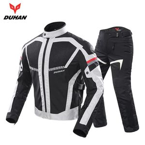 Duhan Motorcykelkläderjacka Pants Suit Summer Moto Coat Men Motobike Protective Gear Breattable Mesh Reflective Clothing D-2248V