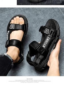 s sandały mężczyźni Summer Otwarty palca Jedno słowo Sport Sandal Sandal Miękkie dno bez poślizgu były odporne na plażę na świeżym powietrzu Caual Reitant