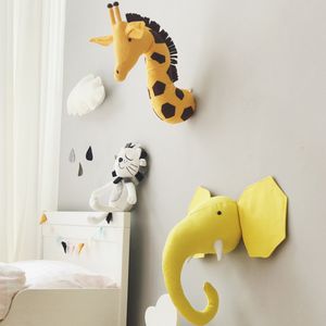 Maison de poupée Accessoires Drôle Enfants Chambre Décoration 3D Têtes D'animaux Tenture Murale Oeuvre Décor Pour Bébé Girs Pépinière Dessin Animé Doux Installer 230719