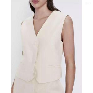 Women's Vests 2023 Ladies' Suit Vest Short Casual Style Plain Office Elegant Open And Concealed Button Closure