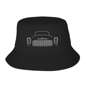 Berets International Harvester B Series Classic 1950-60s Pickup White Outline Graphic Bucket Hat