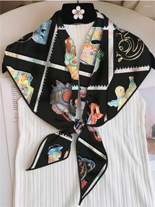 Scarves Horse Print Handkerchief Silk Neck For Women Small Shawls Wraps Bandana Head Scarfs Triangle Hairband Hijab Scarf 2023