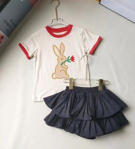 Summer Lovely Girls Brand Clothing Set Cartoon Kids Kort ärm T-shirts+kjolshorts 2st.