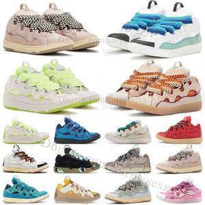 2023 New Fashion Mesh Weave Lace Up Casual Shoes Pink White Fluorescent Yellow White Green Pink Mens Women Leather Platform Shoe Calfskin Embossed Nappa With Box