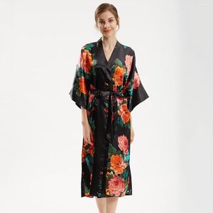 Damska odzież sutowa luźna szczotka do kąpieli kimono duża satynowa szata nadrukowana kwiat damskie szlafrok nocny