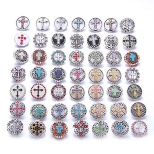 Charm Bracelets 10pcs Whole Cross Faith 18mm Snap Jewelry Mixed Metal Rhinestone Button Fit Bracelet Bangles Necklaces1267I