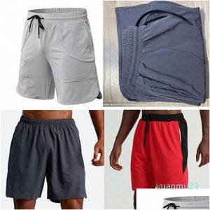 Yoga Outfit Men Lu Shorts Elastic Waist Sport Quick Drying Running Fitness Mens Knee Track Sportwear Outdoor Beach Drop Delivery Spo