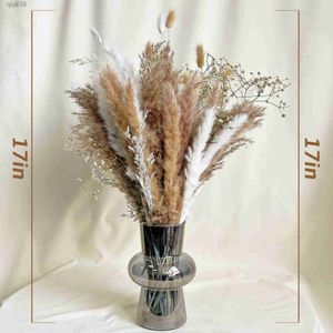 Fiori secchi 100pcs Pampa secca Pampa decorativa naturale Erba Mazzi di fiori secchi Bohemien Wedding Room Decorazione di compleanno Vasi Decor R230720