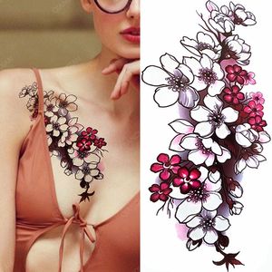 1pc Blume Frauen Mädchen Wasserdicht Temporäre Tattoos Gefälschte Aufkleber Körper Brust Große Sexy Bunte Mode Waschbar