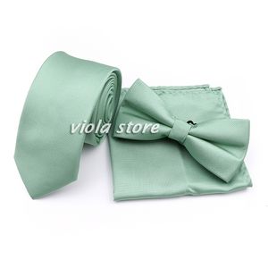 Boyun bağları adaçayı yeşil katı 6cm polyester kravat seti erkek çocuklar kelebek düğün partisi ziyafet bowtie hankie cravat hediye aksesuar hediye 230719