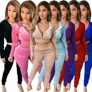 Women's Two Piece Pants Winter Velvet Crop Jacket and Tracksuit Joggers Plus size Two Piece Set y2k Mujer Jogging Suits for Women Fitness Matching Suits 230719