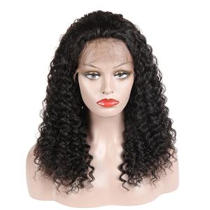 Perucas dianteiras de cabelos humanos curiosos com cabelos com cabelos para bebês brasileiros malaios peruanos indianos da Índia Mongol Curly Virgin Hair Wigs para BLA275O