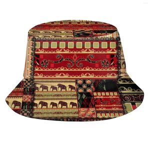 Berets African Print With Elephants Unisex Summer Outdoor Sunscreen Hat Cap Yellow Green Beige Red Abstract Animal