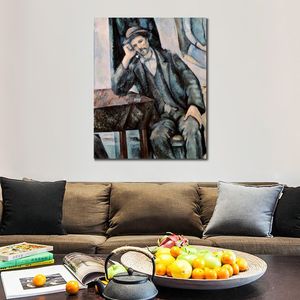 Arte Abstrata Contemporânea em Tela Homem Fumando Cachimbo Paul Cezanne Texturizado Pintura a Óleo Artesanal Decoração de Parede