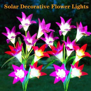 Solar Garden Lights Multi-Color Changing Lily Flower Decorative LED Lawn Light Outdoor For Patio Yard Christmas Decor