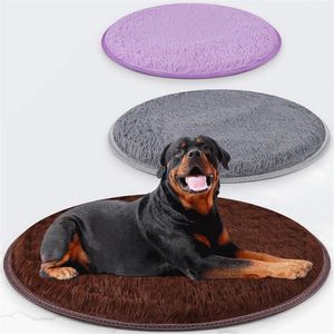 Pet Dog Puppy Cat Kennel Pad Bed Cushion Coral Fleece Mat varm mjuk filt Dog säng runda hundbäddar för stora hundar tvättbar 307b