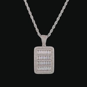 New Bling Cage Dog Tag Necklace & Pendant Men's Hip Hop Jewelry Steel Rope Chain Gold Color Full Cubic Zircon For Gift301D