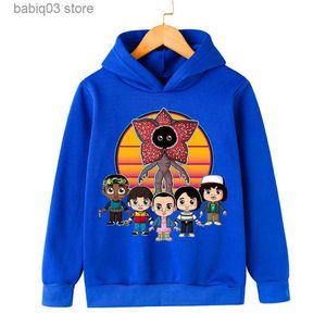 フーディーズスウェットシャツ2022 Stranger Things Children's Phoodie Sweatshirt Coat Phoodie Advanced Stitch Leng Sleeve Cotton Top Children's Clothing Boys T230720