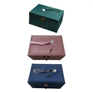 Jewelry Pouches 3 Tier Box Suede Gift Delicate Earrings Holder Lockable Portable Organizer For Cufflinks Eat Stud Rings Watch