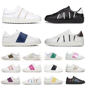 Luxurys Mens Womens Open Sneakers Big Size 12 Rivets for A Change Top Leather Graffiti Red Black White Green Pink Vintage Bottoms Lowカジュアルトレーナー