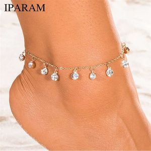 Vintage Fashion Pendant Crystal Anklet for Women Link Chin Bohemian Gold Colorsilver Color Shoe Boot Chain Bracelet Foot Jewelry 230719