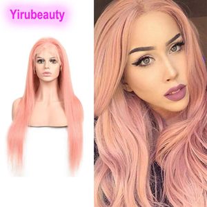 Malaysian Human Hair 13X4 Lace Front Wigs Straight Light Pink Blue Red Wigs With Baby Hair Pure Color 12-30inch2529