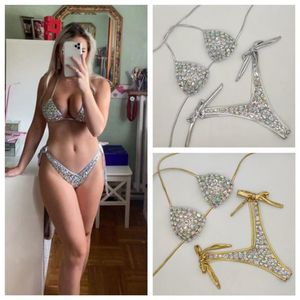 Bayanlar elmas mayolar 5 renk bikini takımları dantel rhinestones seksi yüzme elbise bölünmüş mayo kadın butik mayo 060204e