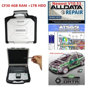 Strumento diagnostico per auto CF-30 Toughbook più recente Alldata v10 53 e software ATSG 3 in 1 TB hdd set completo su laptop cf30 da 4 GB283B