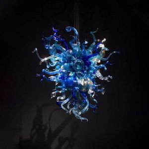 Ocean Blue Glass Chandelier Ceiling Lamp Murano Lights Villa Decor LED High Hanging Chandeliers268T