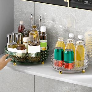 Storage Boxes Vanity Tray Spice Jars Container Turntable Rotating Cabinet Organizer Multipurpose Kitchen Bathroom Home Supplies
