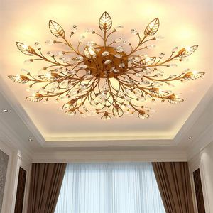 Modern K9 Crystal LED Flush Mount Seiling Lights Lights Fixture Gold Black Home Lamps لغرفة المعيش