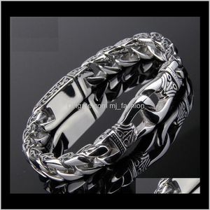 Link Chain Fashion Stainless Steel Charm Bracelet Men Vintage Totem Mens Bracelets Cool Male Jewelry Wristband Jewellery241q