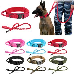 Dog Collars Leashes Durable Tactical Dog Collar Belt Set Adjustable Military Pet Collar Jumper Belt Medium Large German Shepherd Red Blue Pink 230719