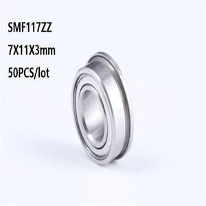 50pcs lot ABEC-5 SMF117 SMF117ZZ SF677 SF677-ZZ ZZ flange Deep Groove Ball Bearing Stainless Steel Miniature mini 7 11 3mm 7x11x3m250d