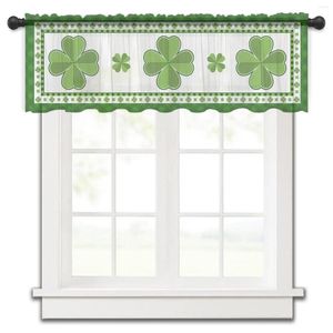 Gardin St. Patrick's Day Green Four-Leaf Clover Kök gardiner Tulle Sheer Short Bedroom Living Room Home Decor Voile Drapes