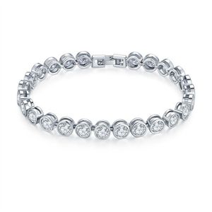 Fashion Brands Designer Round Cut CZ Stone Bracelet for Women Classical Tennis Bracelet & Bangle Jewelery Gift2893