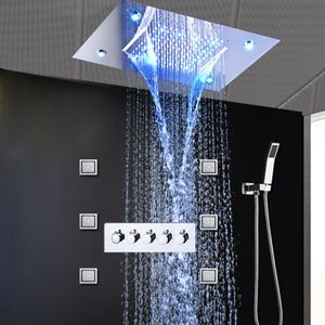 Luxuriöse Regenduschsysteme, verdeckter LED-Duschkopf, Massage-Wasserfall-Wasserhähne, 4-Zoll-Körpersprühdüsen für Badezimmer-Duschset270e