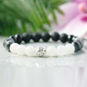 MG0952 8mm A GRADE MONSTONE BRACLED SILVER PLATE LAVA GRÅ LARVIKITE JAMELET DINTY Black Tourmaline Gemstone Armband202X