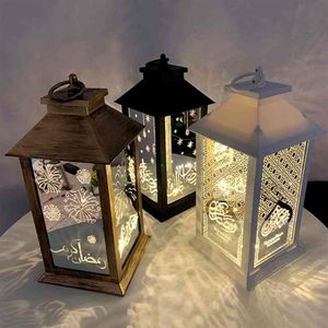 2021ラマダンホームLEDライトタワーEid Mubarak Islamic Desktop Decorations Festival Lantern Lamp Oranments Ramadan Kareem Gifts 21229V