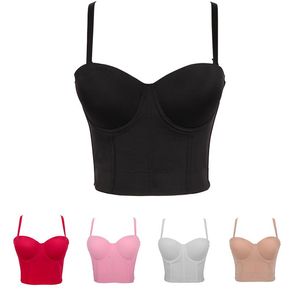 Camisoles-Stil, Neckholder-Crop-Top, einfarbig, BH-Weste, kleine Schlinge, abnehmbarer Schultergurt, formend, kurzes Tanzmädchen, eingewickelte Brust 243J