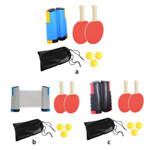 Set da ping pong Set di racchette Rete retrattile Colore casuale Kit di palline per interni Articoli per sport all'aperto Nero 230719