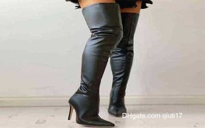 Сапоги женщины на колене сексуальные бедро высокие каблуки шпильки женская туфли с длинными туфлями леди красные черные пинетки H12767592 Z230720