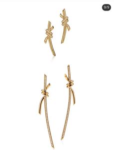 new long 18k gold Chain dangle earrings for women sterling silver trendy girls Long Earring Luxury Brand Wedding Party Lover gifts Engagement Hoop Earrings goddess