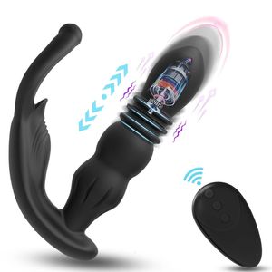 Giocattoli anali Vibratore anale telescopico maschile Massaggio prostatico Telecomando Dildo anale Buttplug Strumenti di masturbazione vibrante Sex Tooys For Men 230720