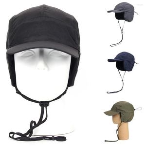 Ball Caps Adjustable Men's Winter Hats Lightweight Waterproof Warm Fleece Lined Earflaps Baseball Cap For Snow Skiing