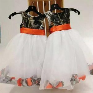 2019 камуфляж Flower Girls Dress Dewel a Line Organza Back Zipper первое платье причастия платье ручной работы для девушек -платье в саду виды Fo202n