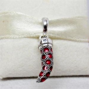 Novo 100% S925 Prata Esterlina Vermelho Chifre Italiano Conta Pendente Encaixe Adequado para Europa Pandora Jóias Pulseiras Colares Pingentes284g