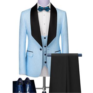 Högkvalitativ brudgum Tuxedos sjal lapel män kostar marinblå brudgummen bröllop prom middag man blazer jacka byxor väst slips 204C