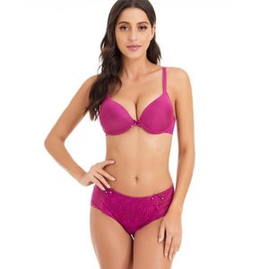 Kvinnors behåar Set 3 4 Cup Underwire underkläder Kvinna Push Up Bra Lace Bralette Lingerie Briefs Set 32-38 B-C-DD-DDD-E279B