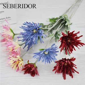 Decorative Flowers 5PCS 3 Heads Wedding Artificial With Complete Silk Crab Claw Chrysanthemums For Engagement Party Decoration74cm